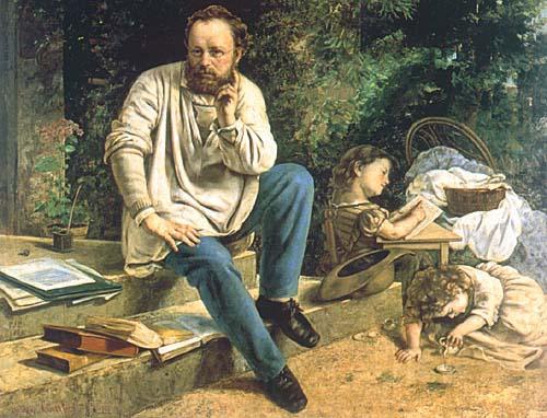 Gustave Courbet Proudhon and his children Norge oil painting art